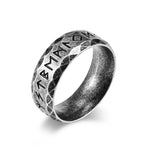 Edelstahlring im Vintage-Stil mit Runen-Inschrift – Antik-Silber Finish für Herren - Siegelring-shop