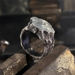 Männerring aus massivem Silber mit natürlichem Baumdesign