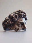 Retro artistic ring for men made of bronze with 3D motif