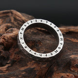 NordischerRune Ring 316L Edelstahl Geprägter Amuletring in Anthrazit