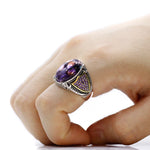 Manner ring aus 925er Silber mit lila Turquoise und Goldakzente