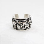 Retro Elefanten Breiter Ring für Männer aus Silber mit einzigartiger Gravur