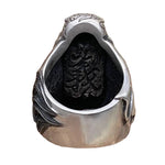 Retro Chinese style men's ring with figure pattern of war hero Guan Yu