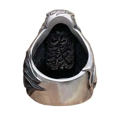 Retro Chinese style men's ring with figure pattern of war hero Guan Yu