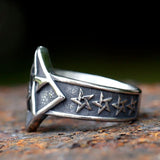 Herrenring mit Gothic-Pentagramm-Motiv aus Edelstahl