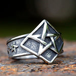 Herrenring mit Gothic-Pentagramm-Motiv aus Edelstahl
