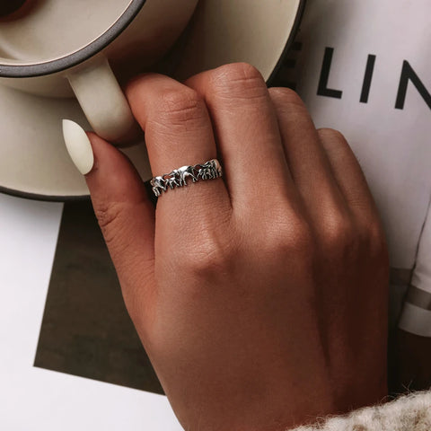 Ring made of 925 sterling silver with elephant motif for men