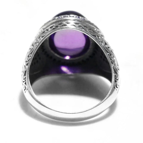 925 Sterling Silber Herrenring mit natürlichem Amethyst