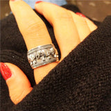 Retro Elefanten Breiter Ring für Männer aus Silber mit einzigartiger Gravur