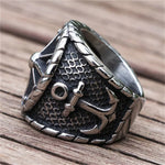 Kompass Ring Handgefertigter Silberring mit nautischem Anker-Emblem