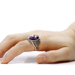 Manner ring aus 925er Silber mit lila Turquoise und Goldakzente