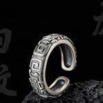 Hui Palindrom-Muster Ring für Männer aus Silber Handgefertigter Unisex Offener Ring