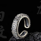 Hui Palindrom-Muster Ring für Männer aus Silber Handgefertigter Unisex Offener Ring