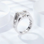 Herrenring mit Moissanit in 925 Sterling Silber und Weißgold vergoldet