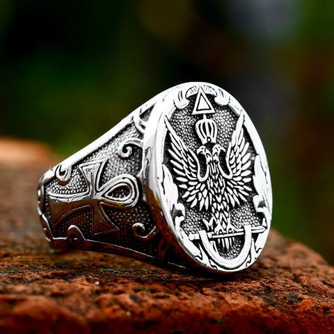 Doppelte Adler Emblem Ring ausaus russischem Edelstah