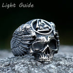 Herrenring Aus 316L Edelstahl Mit Einzigartigem Totenkopf-Design Und Valknut-Symbol - Siegelring-shop