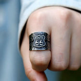 Route 66 Ring aus 316L Edelstahl mit geprägtem Emble