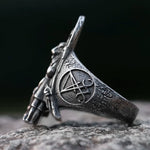 Herren Siegelring mit Baphomet-Motiv in Edelstahl Handgefertigter Stil - Siegelring-shop