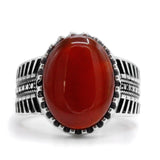 Men's ring made of S925 silver with classic vintage style and synthetic red