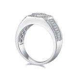 Diamantierter Herrenring aus 925er Sterling Silber mit geometrischem Design und Glitz