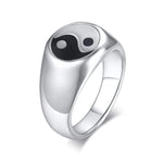 Herrenring aus Edelstahl mit Tai Chi Yin Yang Symbol in Silber - Siegelring-shop