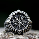 Wikinger Siegelring mit Vegvisir und Odins Runen - Siegelring-shop