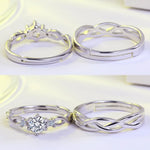 Paar-Ringset aus Silber mit Zirkonia-Verlobungsring - Siegelring-shop