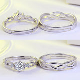 Paar-Ringset aus Silber mit Zirkonia-Verlobungsring - Siegelring-shop