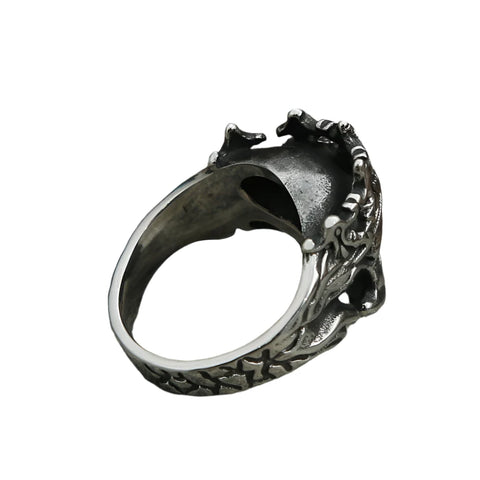 Gothic Edelstahl Ring mit Krone und Totenkopf für Herren