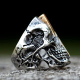 Edelstahl Ring mit Blitz-Stil und Skull-Design für Männer