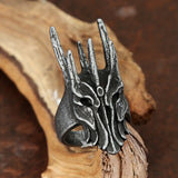 Schwarz-vergoldeter Ring mit Helm-Design aus 316L Edelstahl für Männer