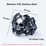 Men's ring made of 316L stainless steel with skull and devil horns