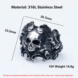 Men's ring made of 316L stainless steel with skull and devil horns