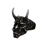Gothic Skull-Ring aus Edelstahl mit Maske und Hörnern