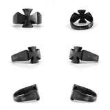 Black stainless steel ring with retro cross emblem for men