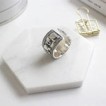 Retro Elefanten Breiter Ring für Männer aus Silber mit einzigartiger Gravur
