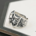 # Retro Joker Ring für Männer aus Silber mit Punk-Gothic Stil, verstellbar, mit Totenkopf- und Joker-Design