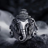 Silberfarbiger Ganesha-Elefant-Gott-Signet-Ring für Männe