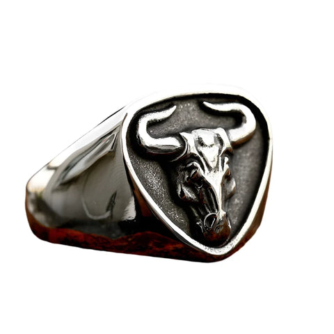 Edelstahl Ring mit Tierkopf-Emblem Herzform für Männer