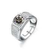 925 Sterling Silber Ring für Männer mit grünem Moissanite