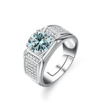 925 Sterling Silber Ring für Männer mit grünem Moissanite