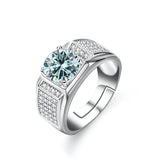 925 Sterling Silber Ring für Männer mit grünem Moissanite
