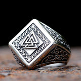 Viking-Signetring aus Edelstahl 316L mit Valknut-Amulett und keltischen Mustern - Siegelring-shop