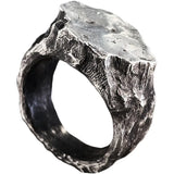 Männerring aus massivem Silber mit natürlichem Baumdesign