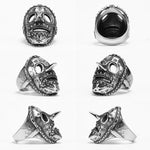 Men's stainless steel ring in rock star style with mask-shaped