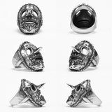 Men's stainless steel ring in rock star style with mask-shaped