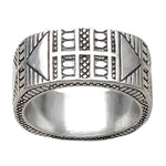 Ethno Ring aus 925 Sterling Silber mit geometrischem Design - Handgefertigter, bedeutungsvoller Schmuck für Männer