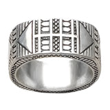 Ethno Ring aus 925 Sterling Silber mit geometrischem Design - Handgefertigter, bedeutungsvoller Schmuck für Männer