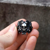 Men's ring made of 316L stainless steel with skull and devil horns