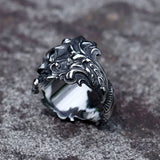Men's ring made of 316L stainless steel with skull and devil horns